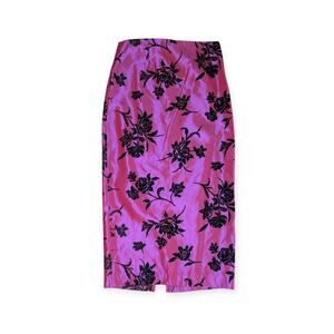 Gorgeous Color Shift Damask and Black Velvet Midi Formal Skirt